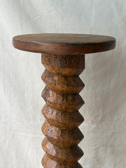 Antique French wooden spiral pedestal table