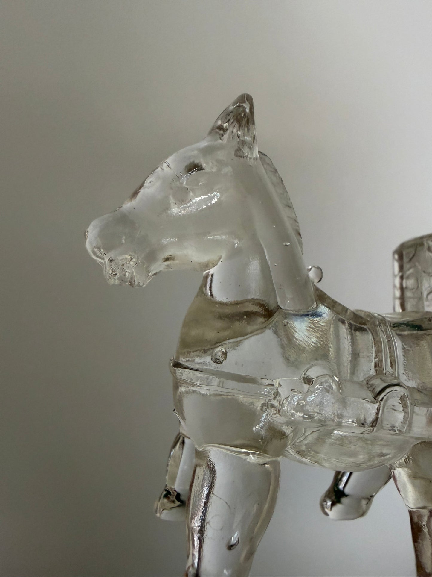 Vintage Swedish glass horse and cart sculpture
