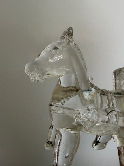 Vintage Swedish glass horse and cart sculpture