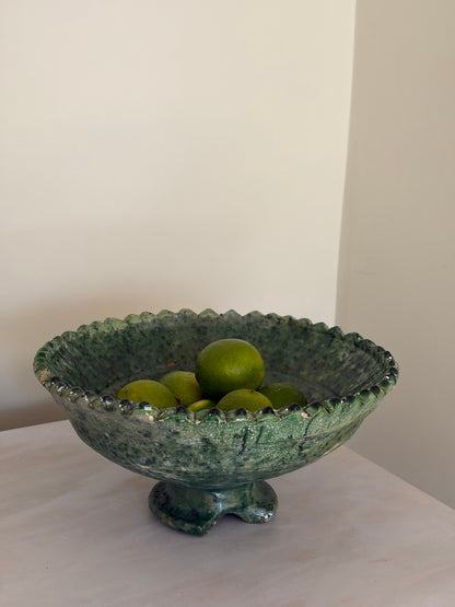 Tamegroute Moroccan Green pedestal bowl