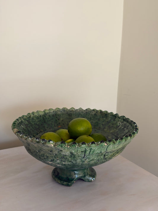 Tamegroute Moroccan Green pedestal bowl