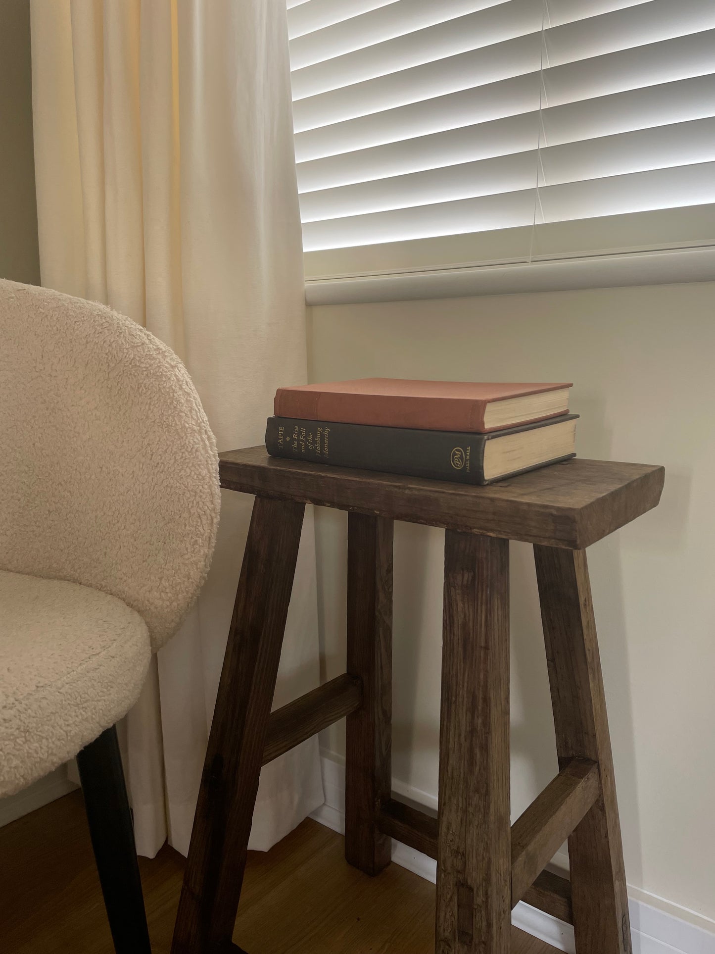 Antique solid Elm wooden rustic decorative stool