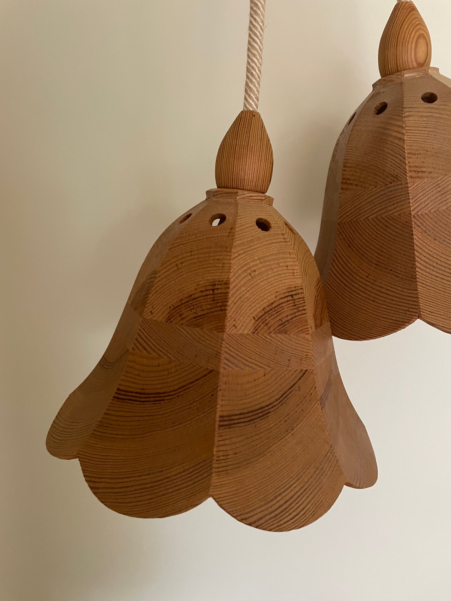 Bell shaped pine wooden wall plug-in lights