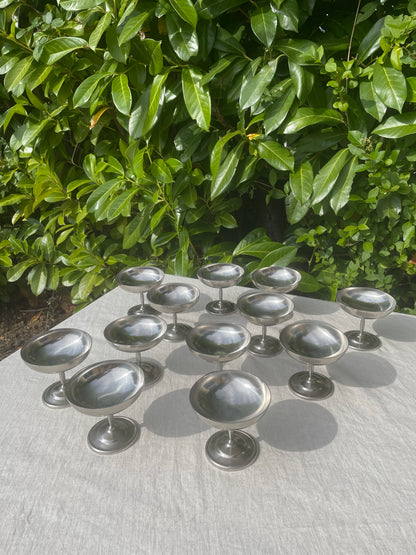 French vintage stainless steel ice cream coupes