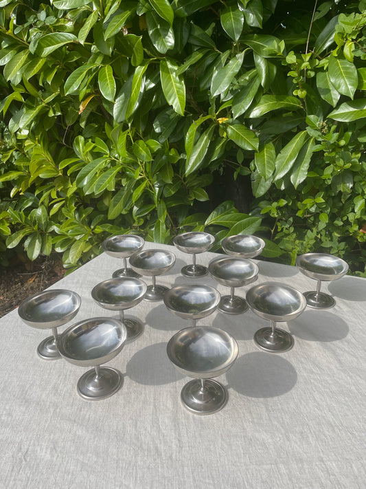 French vintage stainless steel ice cream coupes