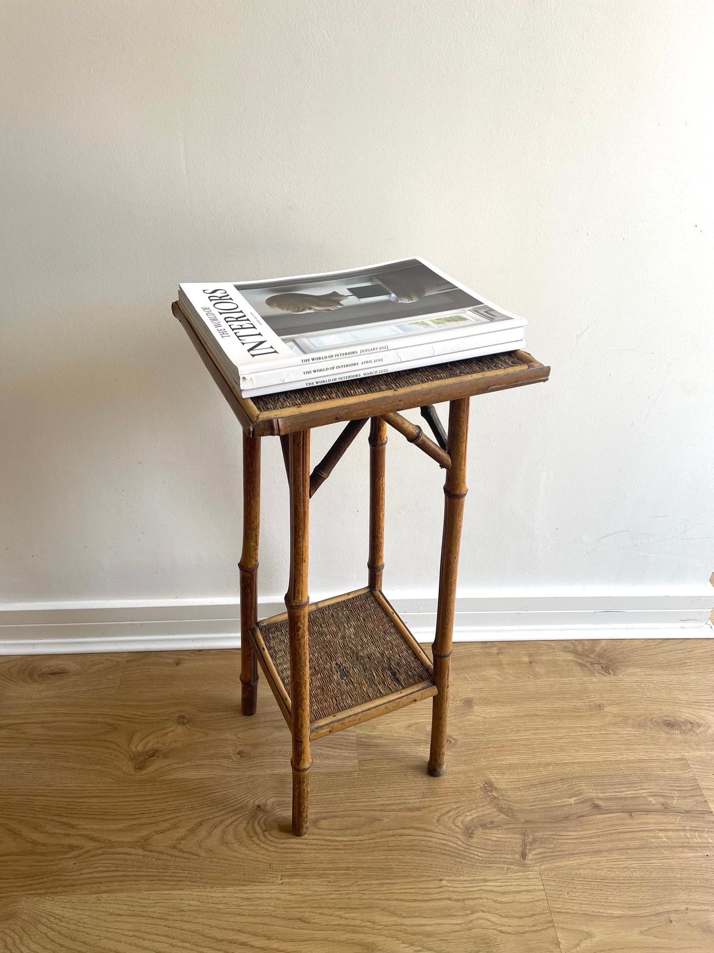 Vintage two tier bamboo side table