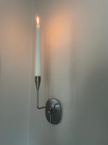 Pair of vintage stainless steel candle sconces by Piet Hein