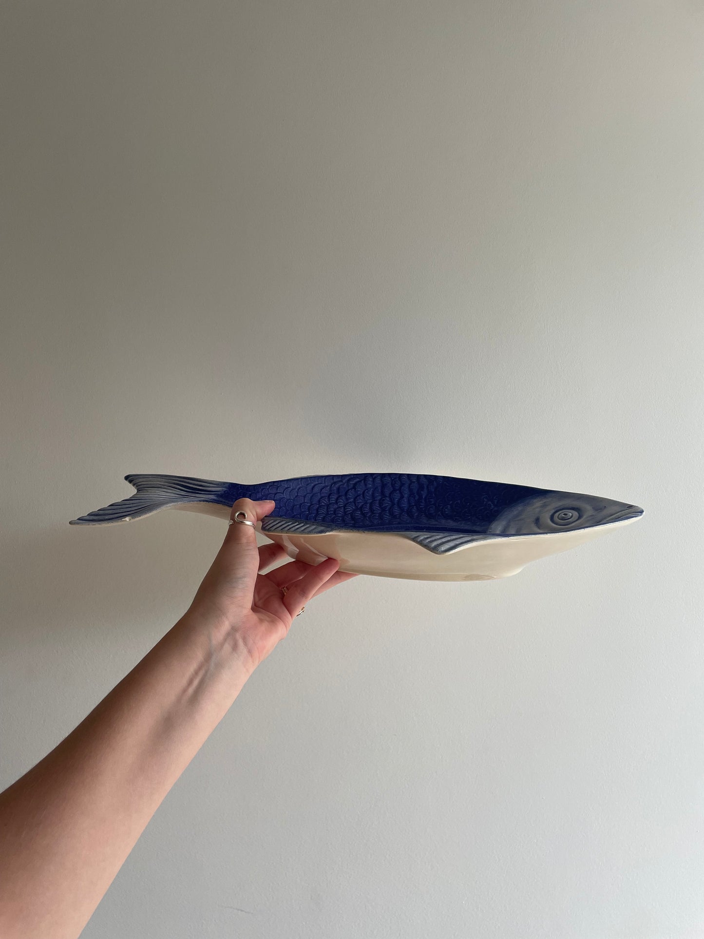 Blue fish serving platter