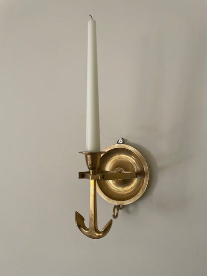 Brass ship candlestick holder