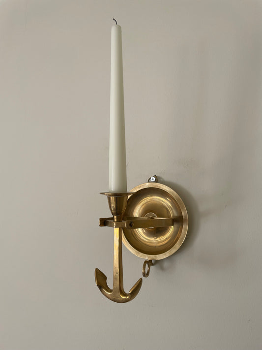 Brass ship candlestick holder