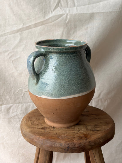 Blue-green vintage semi glazed jug