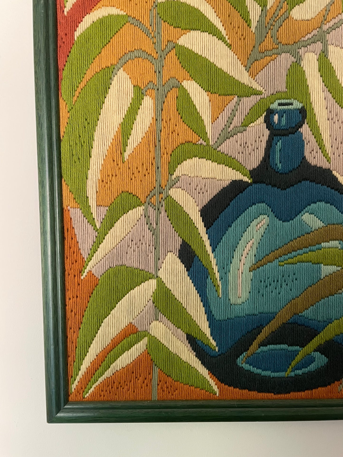 Mid century modern colourful embroidery artwork