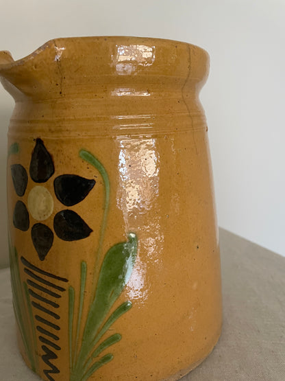 French vintage hand painted mustard jug