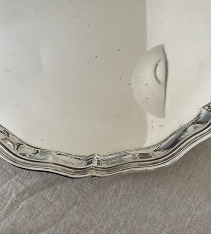 Silver plated vintage circular tray
