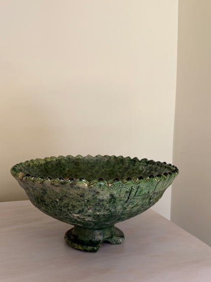 Tamegroute Moroccan Green pedestal bowl