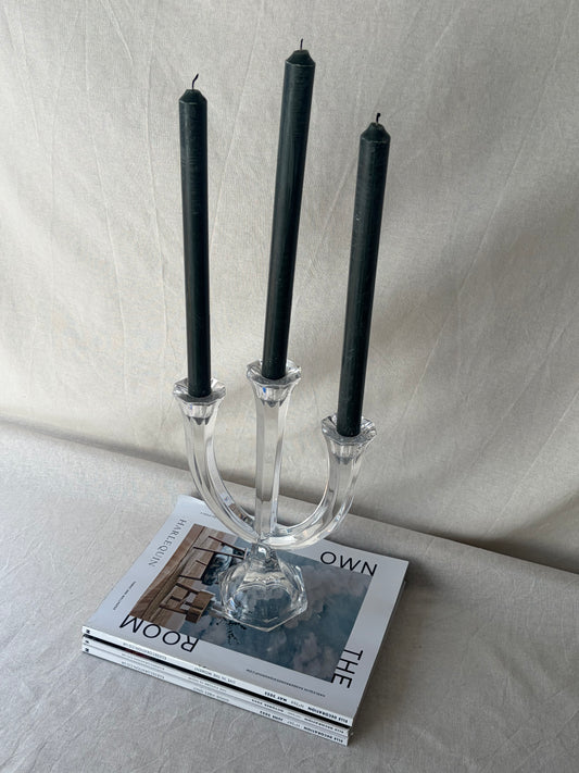 Vintage glass three-arm candelabra