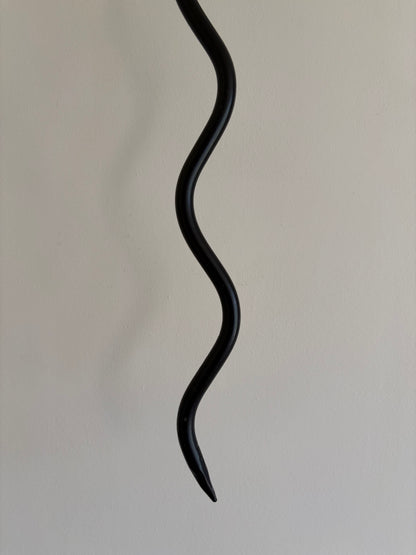 Pair of vintage wrought iron black squiggle candle wall sconces