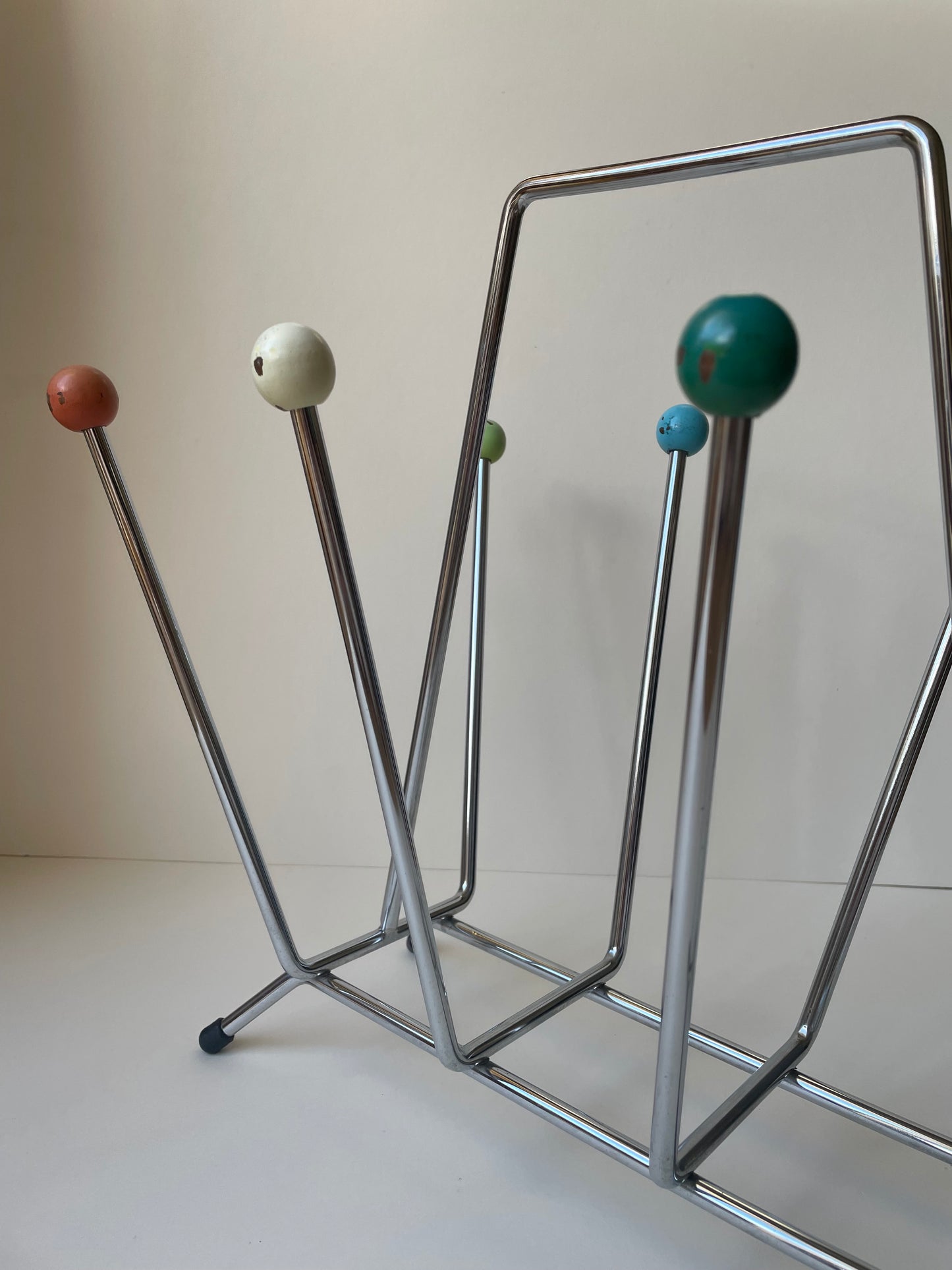 Chrome Sputnik magazine rack/record holder