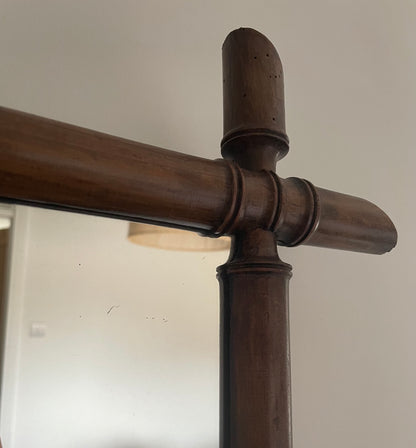 Vintage wooden faux bamboo French mirror - landscape orientation