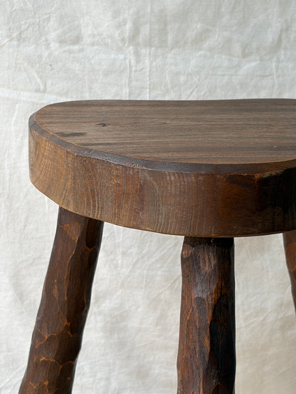 Chunky textured vintage wooden stool