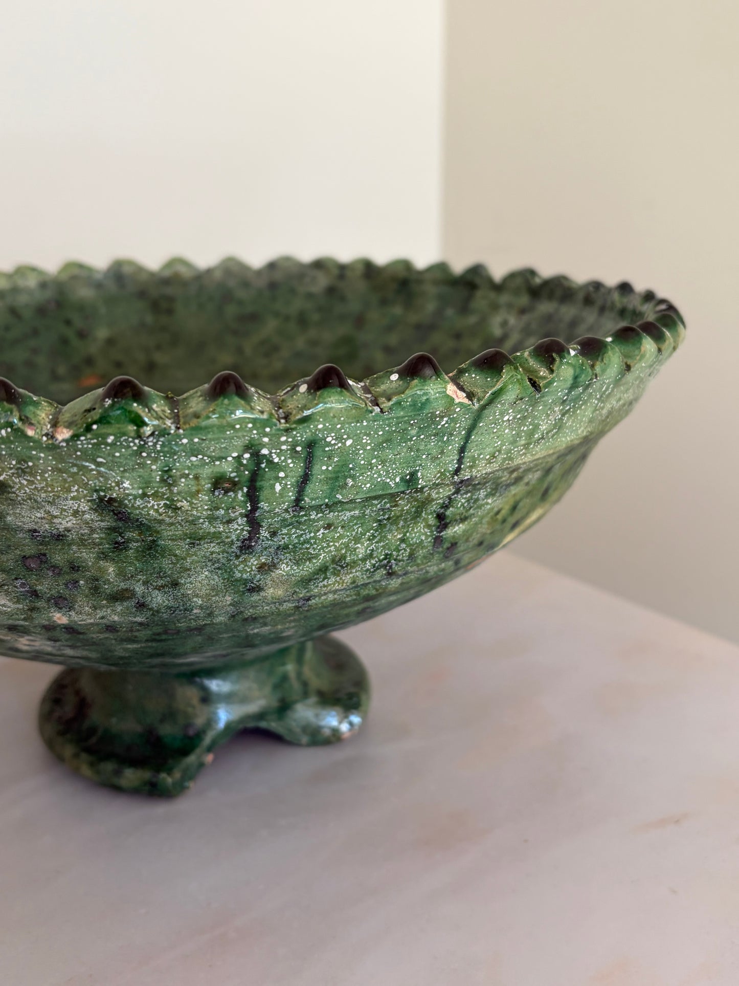 Tamegroute Moroccan Green pedestal bowl