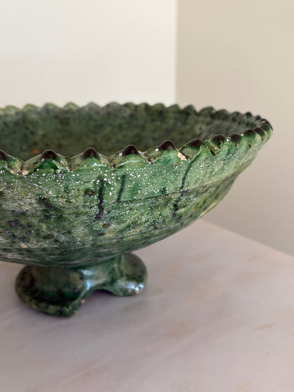 Tamegroute Moroccan Green pedestal bowl