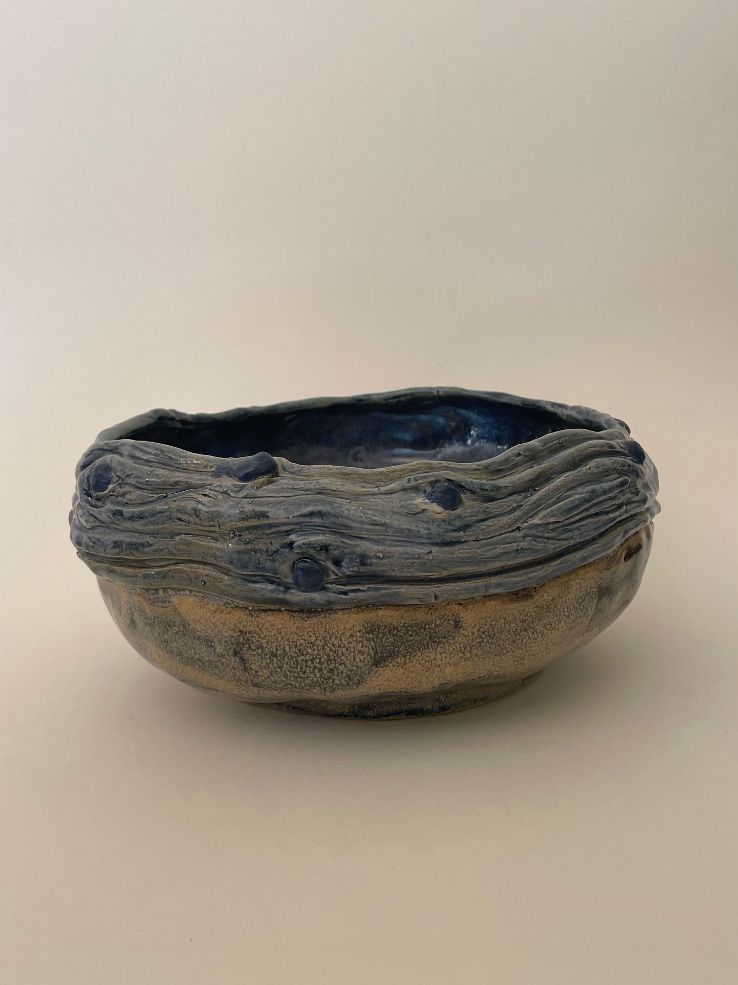Handmade blue pottery bowl
