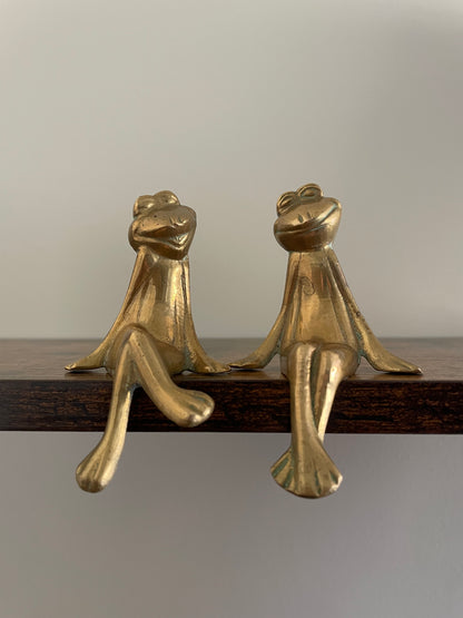 Pair of brass frogs