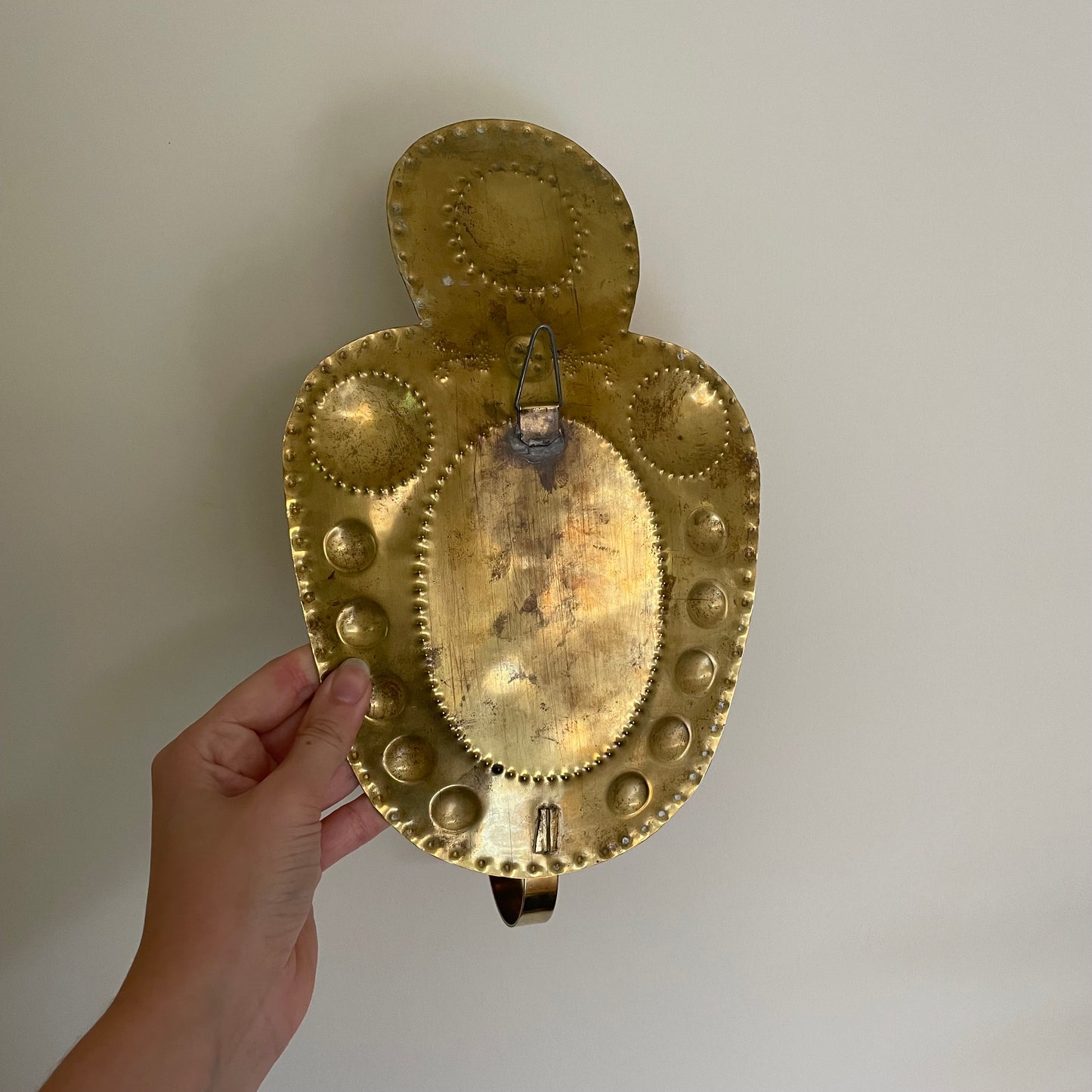 Brass pair of mid century candle sconces