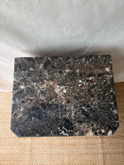 Antique French cupboard side table with dark marble top