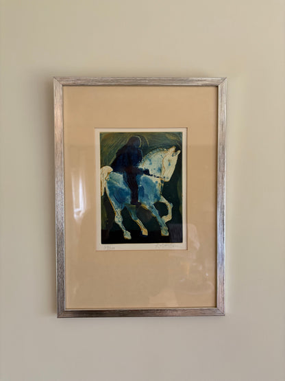 Framed vintage horse lithograph by Lennart Rosensohn
