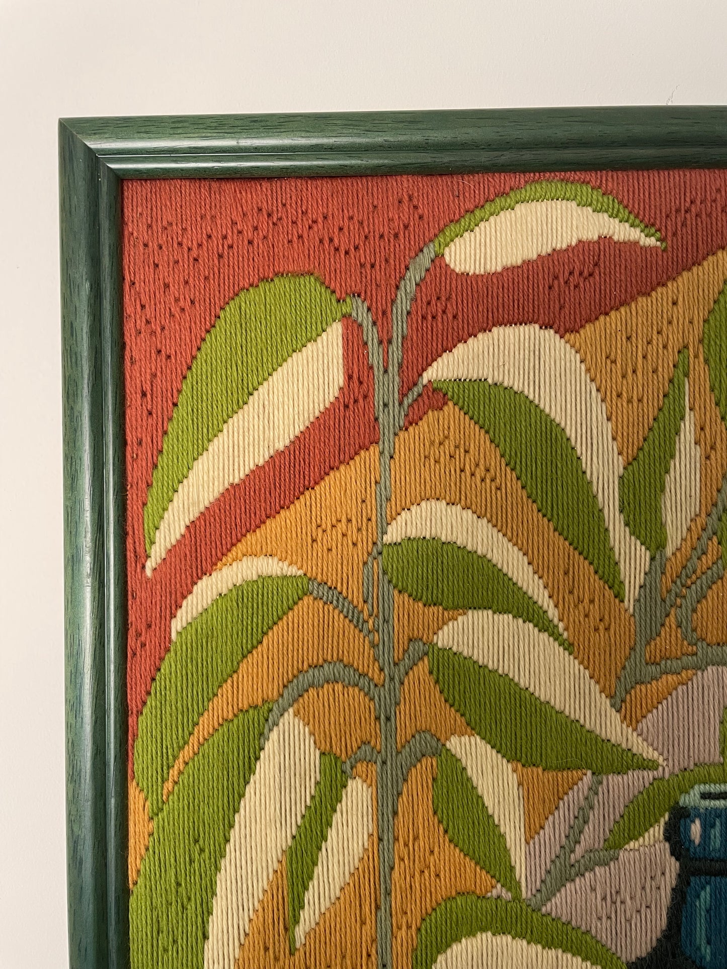 Mid century modern colourful embroidery artwork