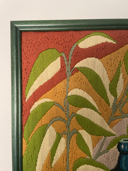 Mid century modern colourful embroidery artwork