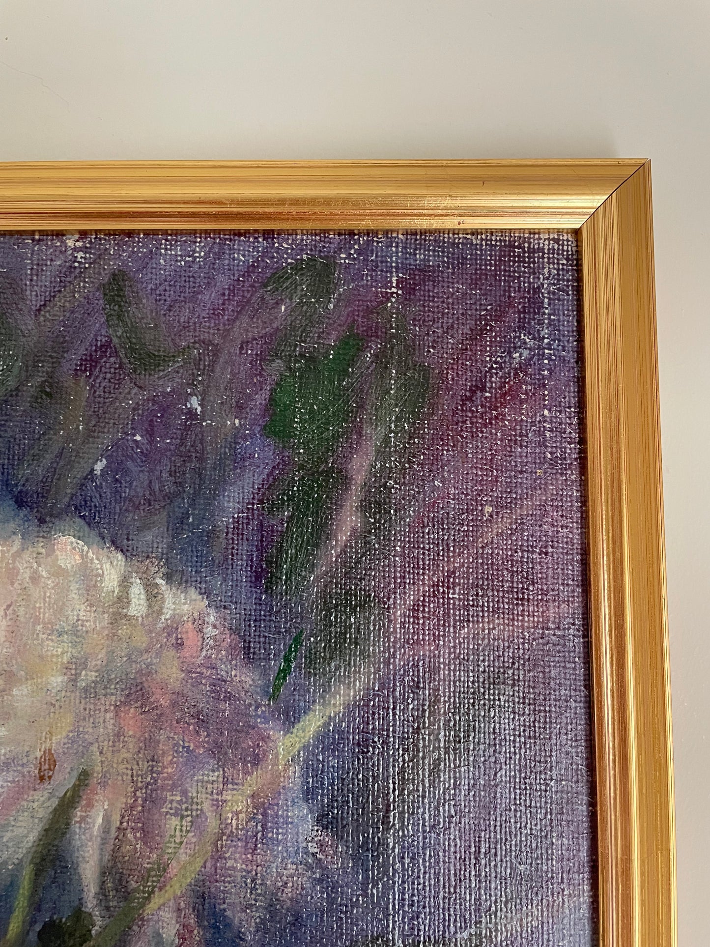 White Chrysanthemums with blue and purple background