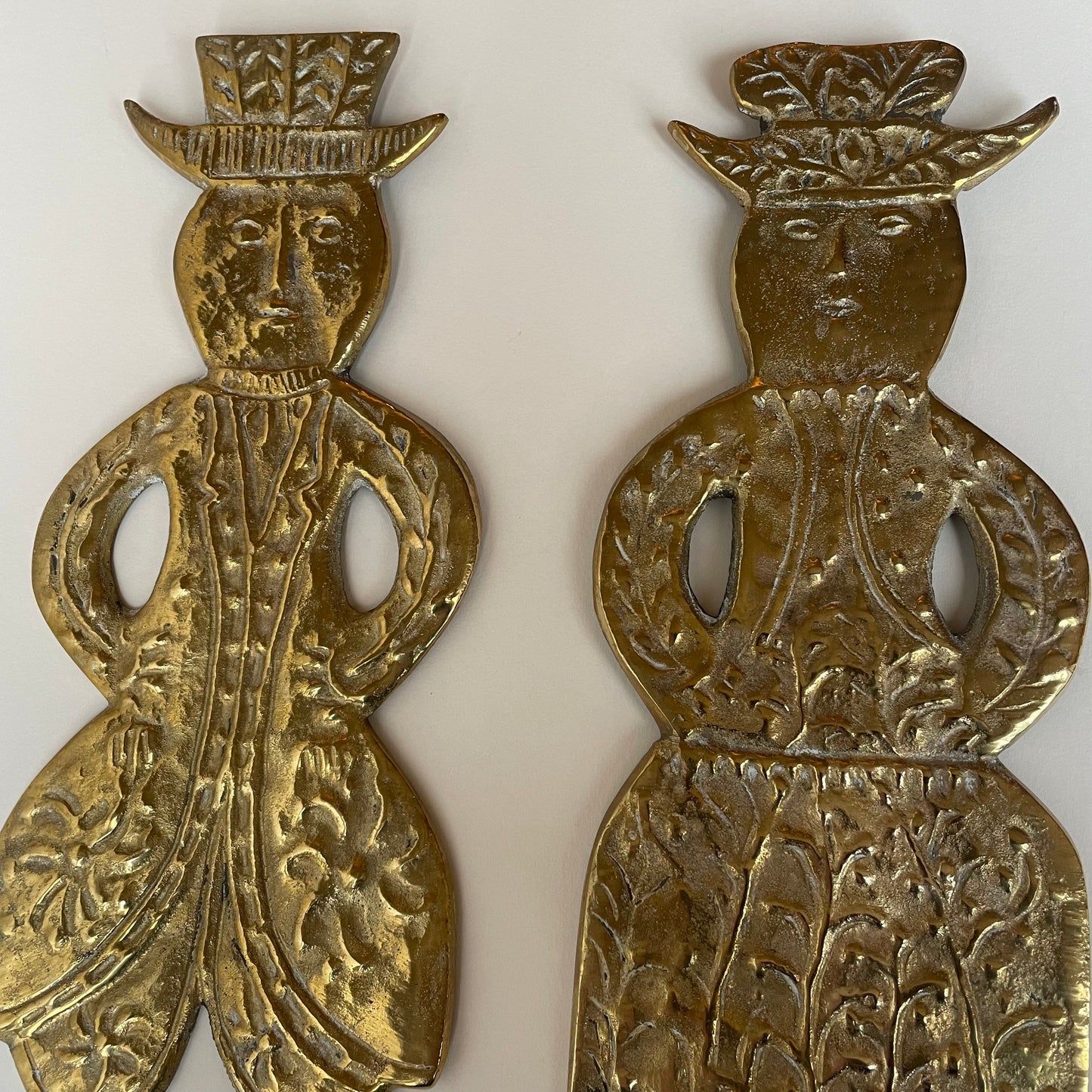 Candle brass sconces - Folk art of Danish man and woman