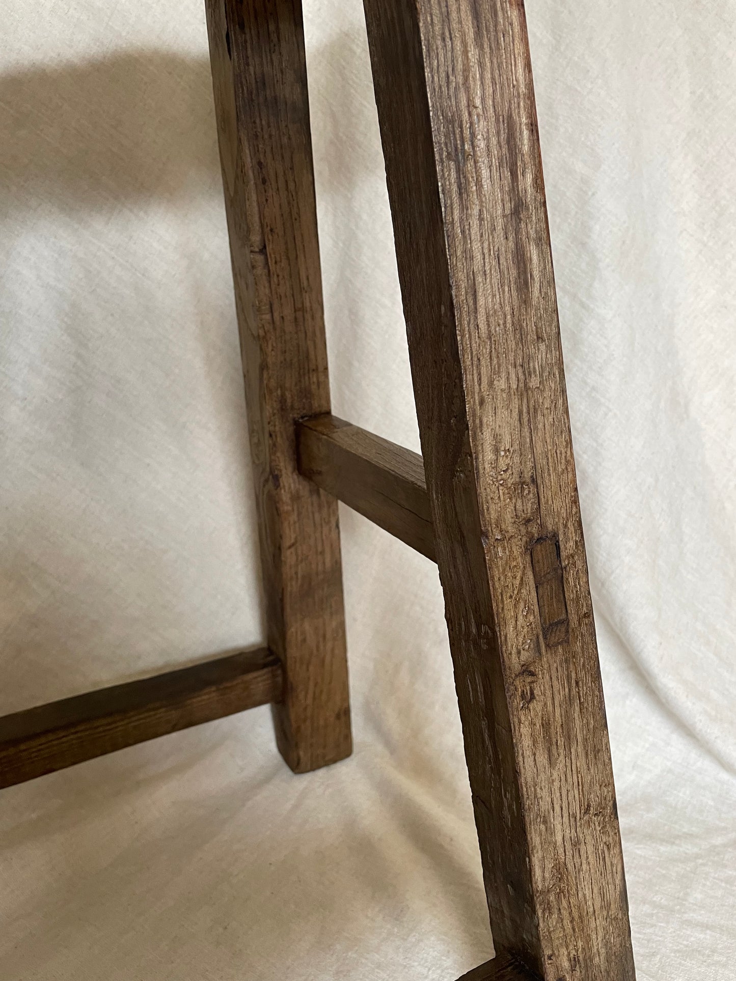 Antique solid Elm wooden rustic decorative stool