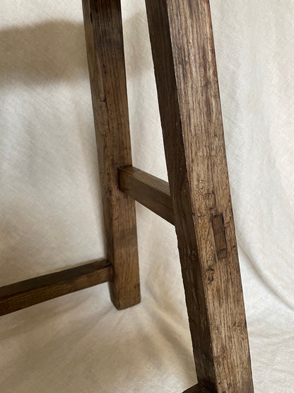 Antique solid Elm wooden rustic decorative stool