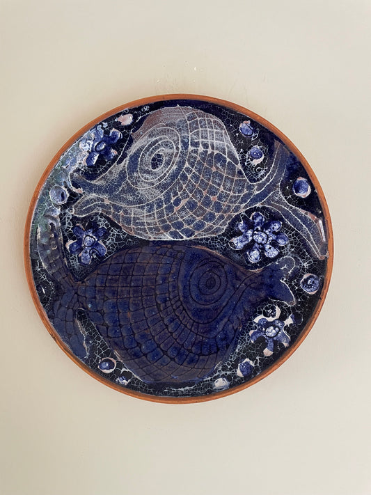 Blue wall plate of fish