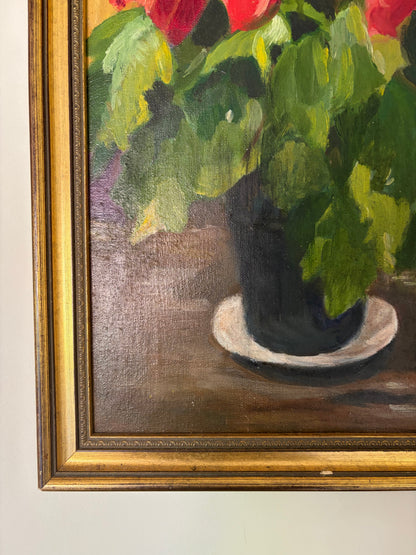 Vintage red floral art