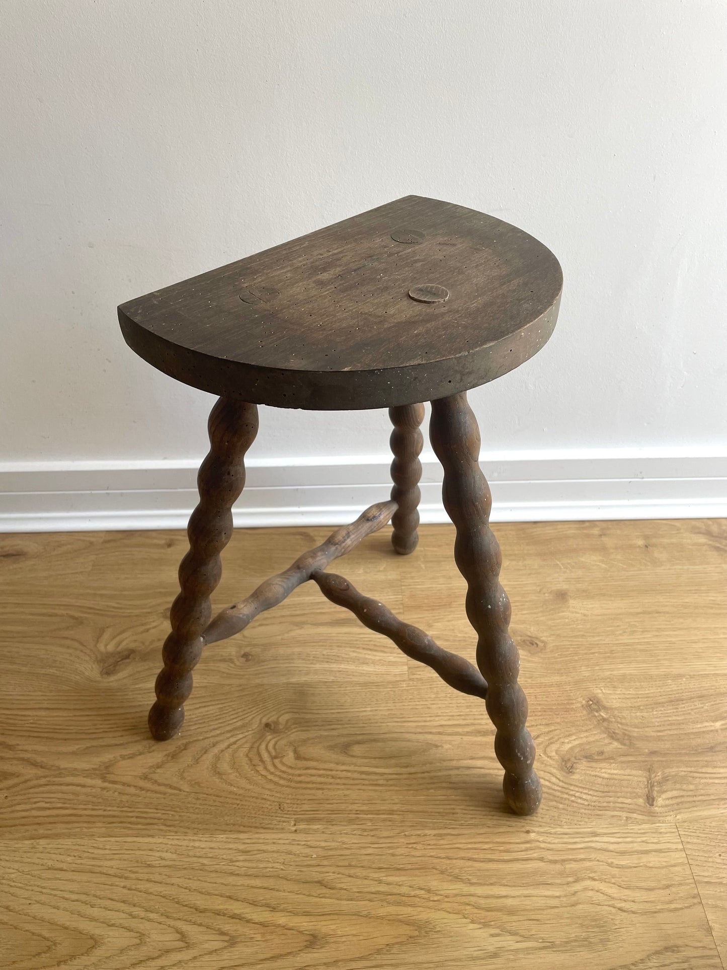 Wooden half moon bobbin stool
