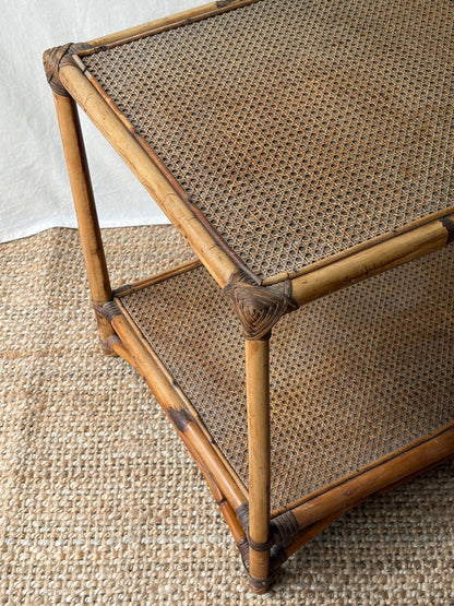 Vintage bamboo and rattan table