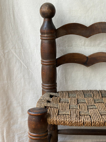 Low oak rush-seat chair attributed to Charles Dudouyt