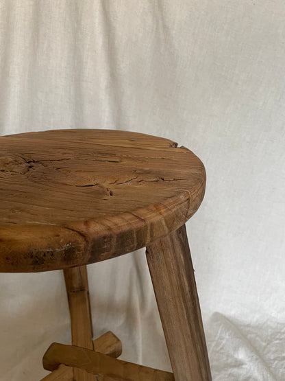Antique round wooden stool