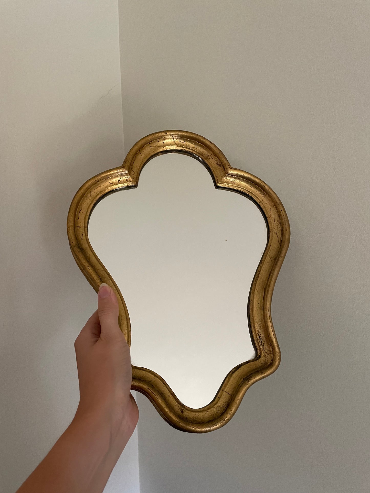 Small Louis XV style gold gilt mirror