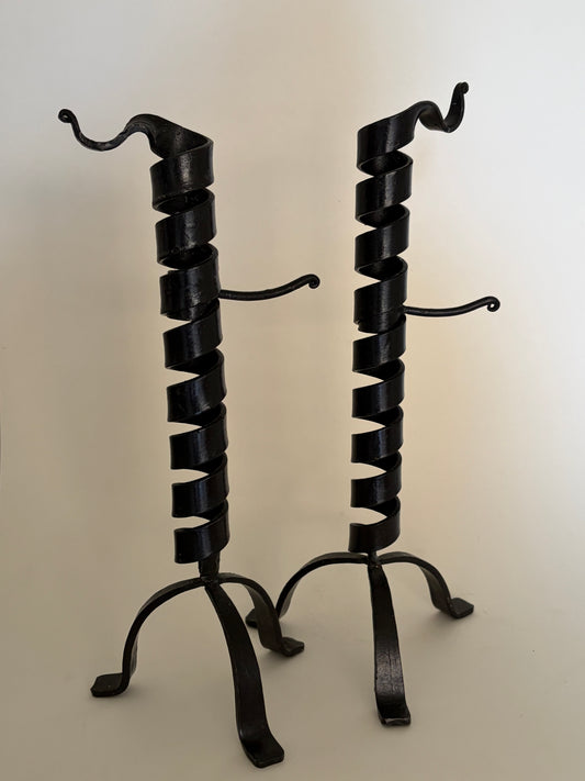 Wrought iron spiral candle holders (pair)