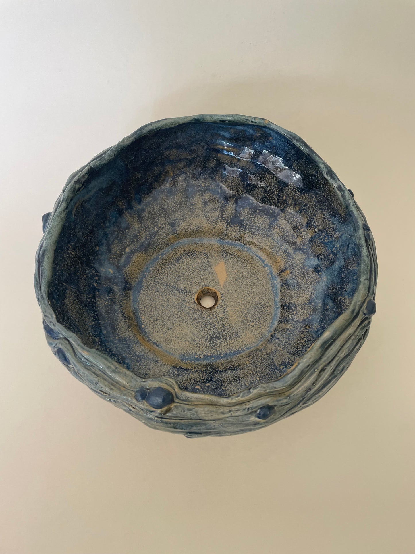 Handmade blue pottery bowl