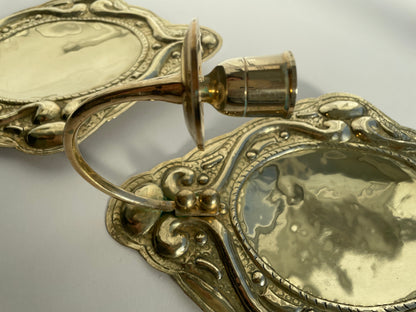 Pair of vintage brass candle wall sconces