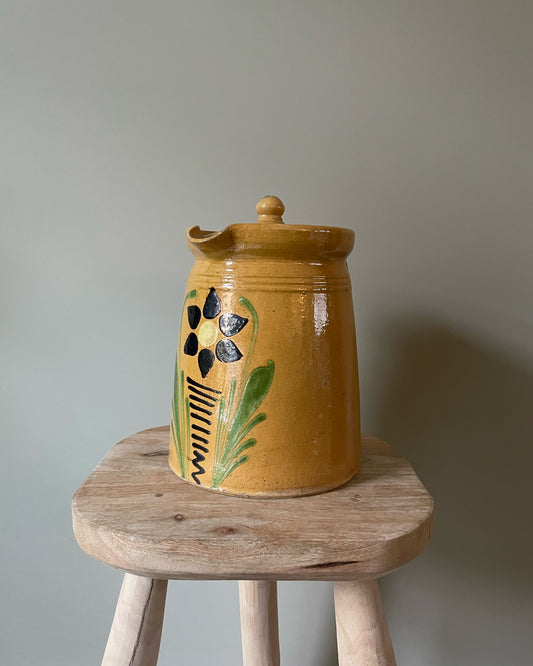 French vintage hand painted mustard jug