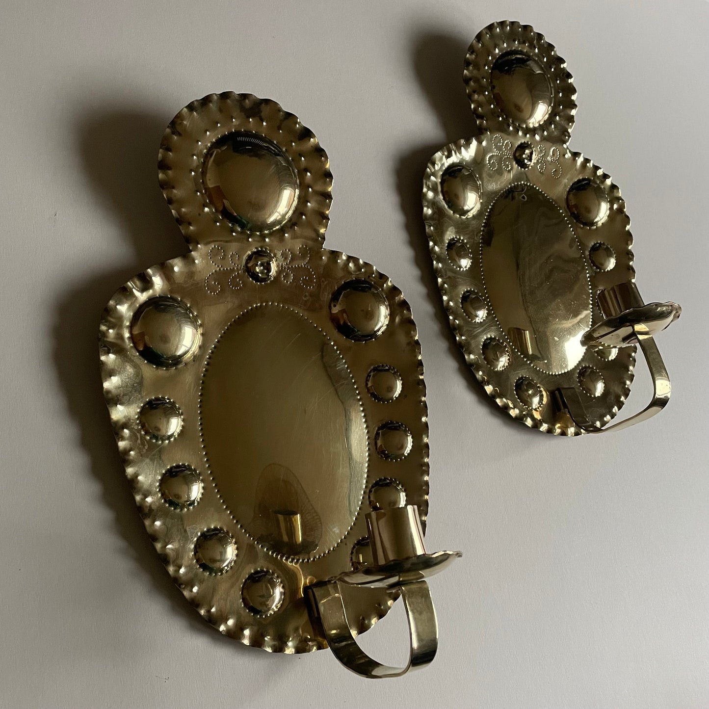 Pair of brass Swedish vintage candle sconces