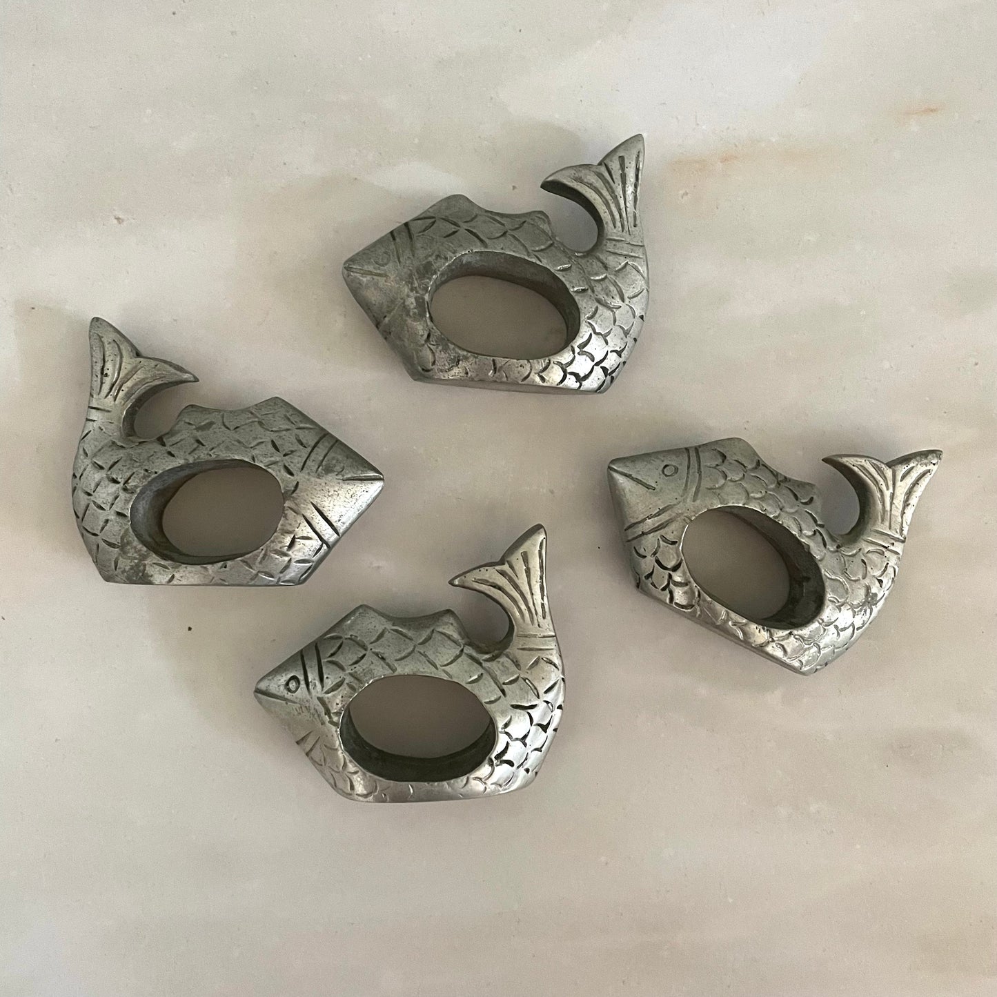 Set of four koi fish napkin rings